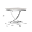 Side End Table- 24 Inch Faux Marble Top- Curved Chrome Pedestal