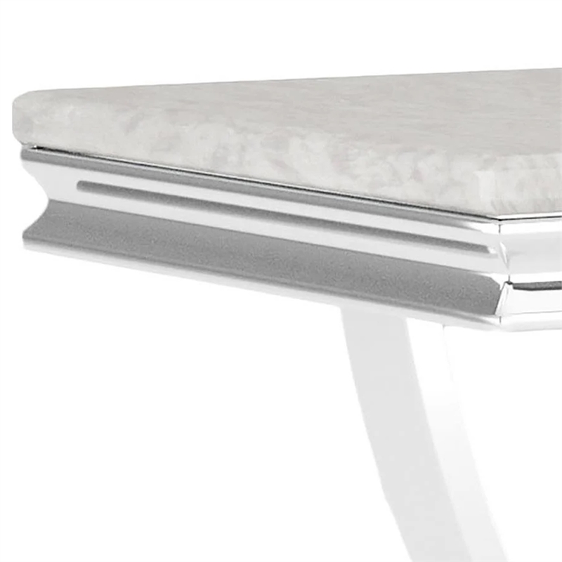 Side End Table- 24 Inch Faux Marble Top- Curved Chrome Pedestal