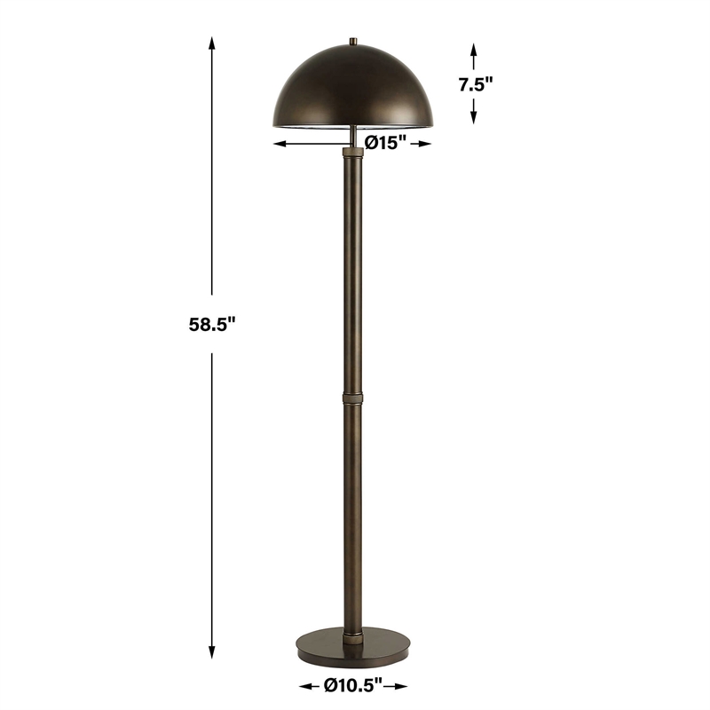 Modern Floor Lamp with Dome Metal Shade- 59 Inch Dark Bronze