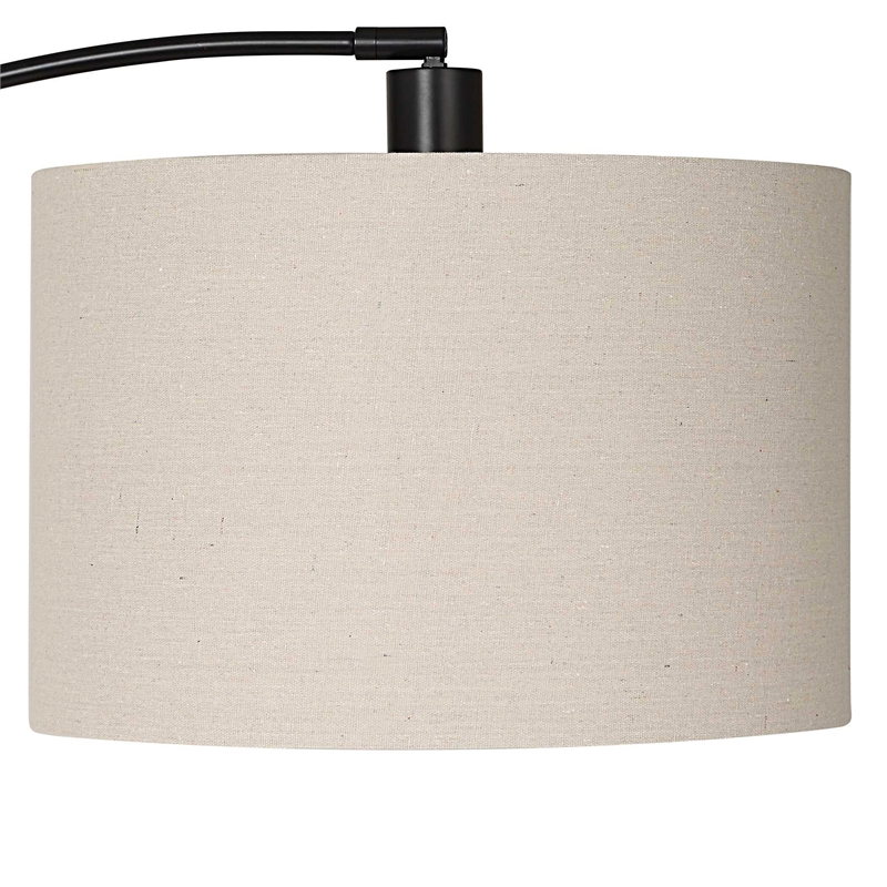 Floor Lamp- Off White Linen Shade- Black Metal Frame- 68 Inch