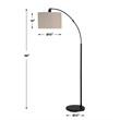 Floor Lamp- Off White Linen Shade- Black Metal Frame- 68 Inch