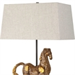Sculpture Table Lamp- Beige Linen Shade- 29 Inch Black Iron