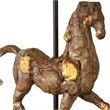 Sculpture Table Lamp- Beige Linen Shade- 29 Inch Black Iron