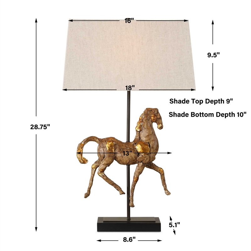 Sculpture Table Lamp- Beige Linen Shade- 29 Inch Black Iron