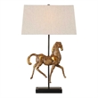 Sculpture Table Lamp- Beige Linen Shade- 29 Inch Black Iron