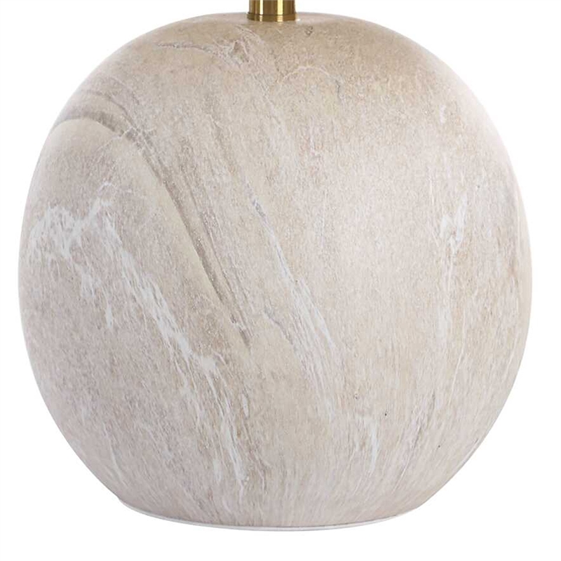 Table Lamp- Water Marble Ceramic and White Linen Shade- 17 Inch