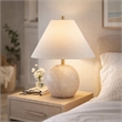 Table Lamp- Water Marble Ceramic and White Linen Shade- 17 Inch