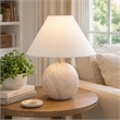 Table Lamp- Water Marble Ceramic and White Linen Shade- 17 Inch