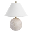 Table Lamp- Water Marble Ceramic and White Linen Shade- 17 Inch