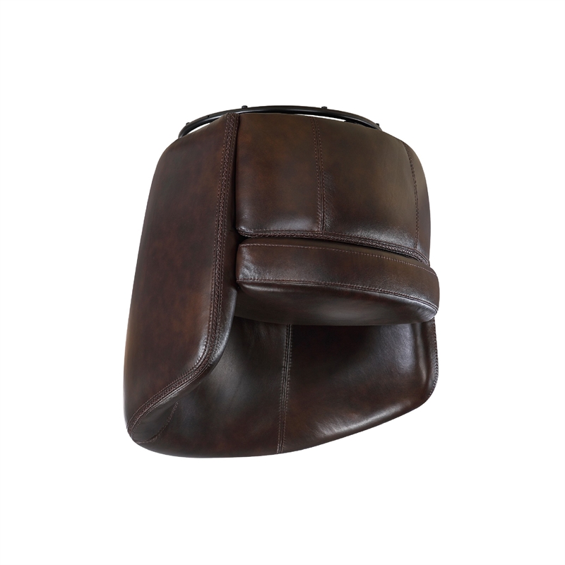 Swivel Barrel Chair with Curved Back- Bronze Top Grain Leather