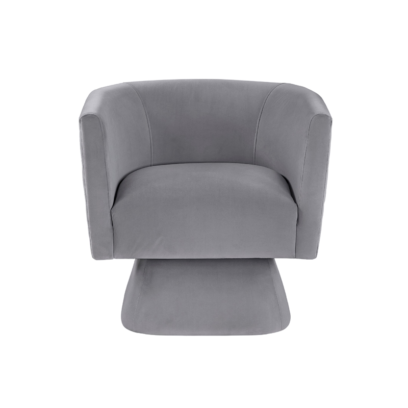 Swivel Accent Armchair- Diamond Stitch Back- Modern Gray Velvet