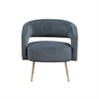 Accent Chair- Curved Open Back- Dark Gray Velvet- Gold Metal Legs