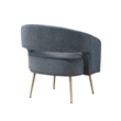 Accent Chair- Curved Open Back- Dark Gray Velvet- Gold Metal Legs