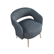 Accent Chair- Curved Open Back- Dark Gray Velvet- Gold Metal Legs