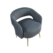 Accent Chair- Curved Open Back- Dark Gray Velvet- Gold Metal Legs