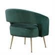 Accent Chair- Curved Open Back- Dark Green Velvet- Gold Metal Legs