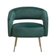 Accent Chair- Curved Open Back- Dark Green Velvet- Gold Metal Legs