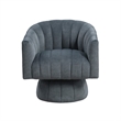 Swivel Accent Chair- Barrel Channel Stitched Velvet- Dark Gray