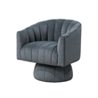 Swivel Accent Chair- Barrel Channel Stitched Velvet- Dark Gray