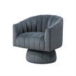 Swivel Accent Chair- Barrel Channel Stitched Velvet- Dark Gray