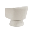 Swivel Accent Chair- Beige Boucle Fabric- Channel Stitched