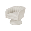 Swivel Accent Chair- Beige Boucle Fabric- Channel Stitched