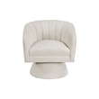 Swivel Accent Chair- Beige Boucle Fabric- Channel Stitched