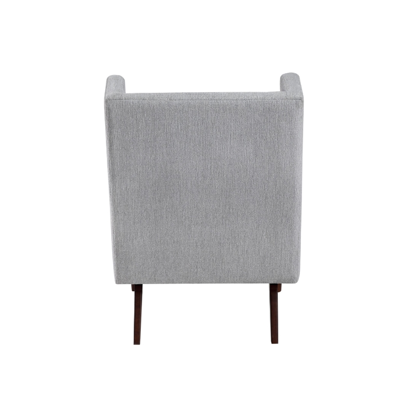 Accent Chair- High Wing Backrest- Gray Chenille- Wood Legs
