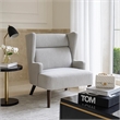 Accent Chair- High Wing Backrest- Gray Chenille- Wood Legs
