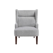 Accent Chair- High Wing Backrest- Gray Chenille- Wood Legs
