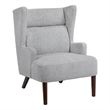 Accent Chair- High Wing Backrest- Gray Chenille- Wood Legs
