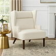 Accent Chair- High Wing Backrest- Beige Chenille- Wood Legs