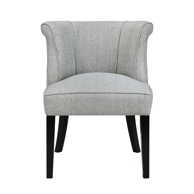 Accent Chair- Vertical Accents on Curved Back- Gray Polyester
