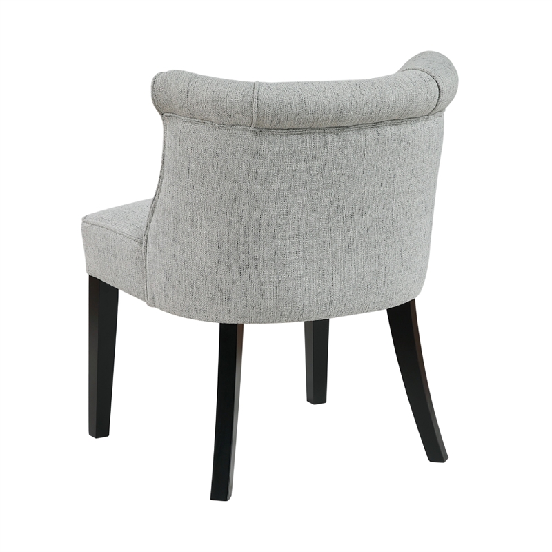 Accent Chair- Vertical Accents on Curved Back- Gray Polyester