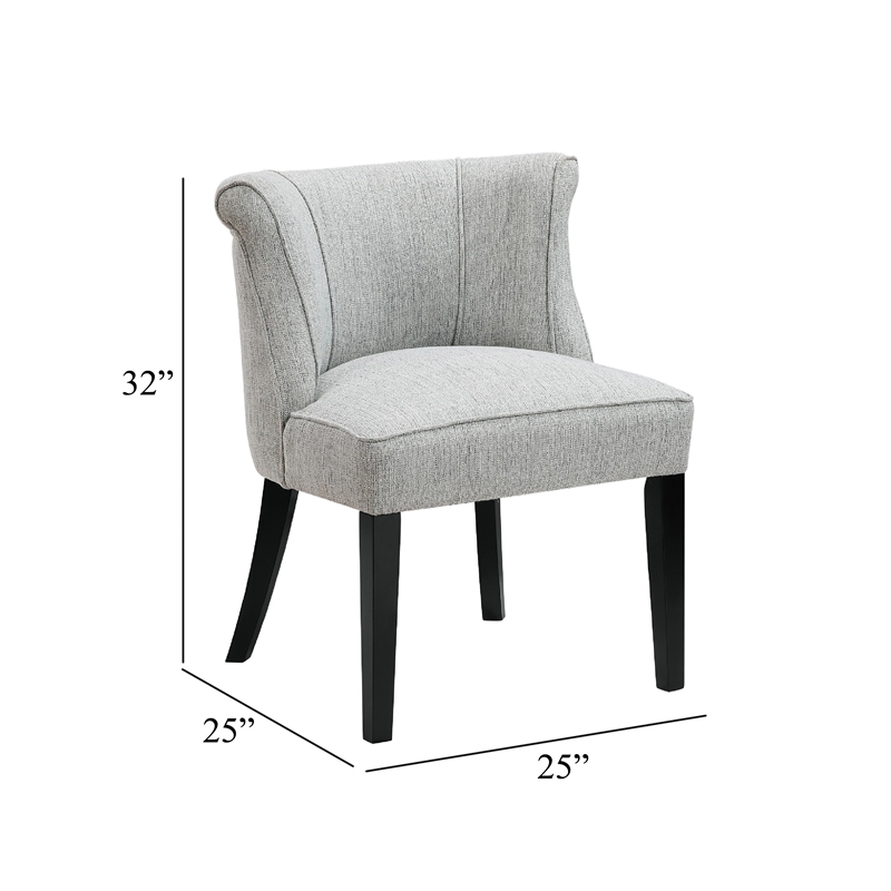 Accent Chair- Vertical Accents on Curved Back- Gray Polyester