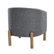 Barrel Style Accent Chair- Gray Polyester- Light Brown Wood Legs