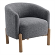 Barrel Style Accent Chair- Gray Polyester- Light Brown Wood Legs