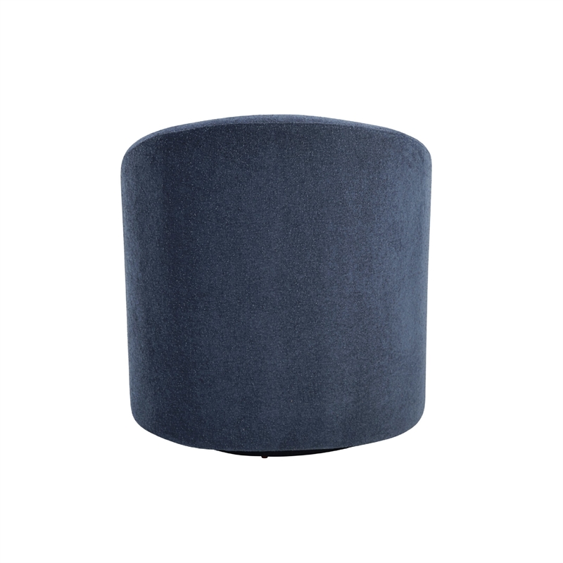 Swivel Accent Chair- Barrel Style- Foam Padded- Modern Blue Boucle