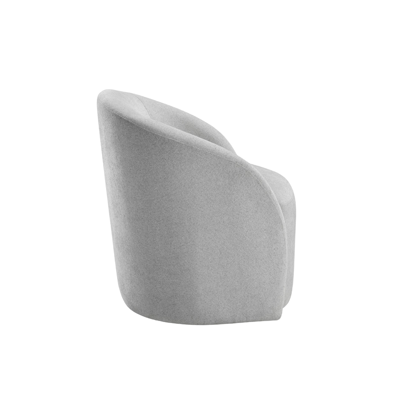 Swivel Accent Chair- Barrel Style- Foam Padded- Light Gray Boucle