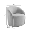 Swivel Accent Chair- Barrel Style- Foam Padded- Light Gray Boucle