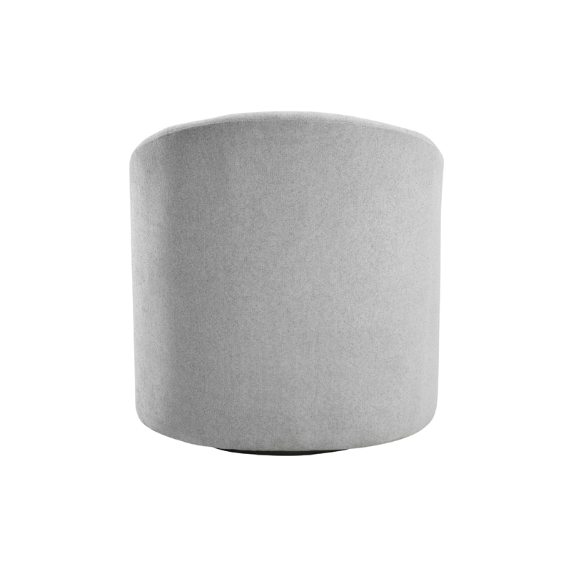 Swivel Accent Chair- Barrel Style- Foam Padded- Light Gray Boucle