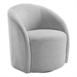 Swivel Accent Chair- Barrel Style- Foam Padded- Light Gray Boucle