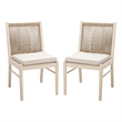 Orry Dining Side Chair Set of 2- Sand Brown Roped Back- Acacia Wood