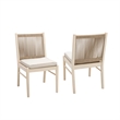 Orry Dining Side Chair Set of 2- Sand Brown Roped Back- Acacia Wood
