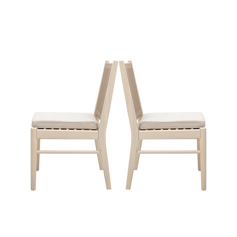 Orry Dining Side Chair Set of 2- Sand Brown Roped Back- Acacia Wood