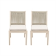Orry Dining Side Chair Set of 2- Beige Roped Back- Acacia Wood