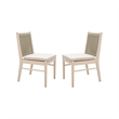 Orry Dining Side Chair Set of 2- Beige Roped Back- Acacia Wood