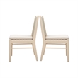Orry Dining Side Chair Set of 2- Beige Roped Back- Acacia Wood