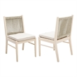 Orry Dining Side Chair Set of 2- Beige Roped Back- Acacia Wood
