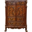 Benjara Wooden Chest With 5 Drawers and 2 Door Cabinets- Cherry Oak Brown